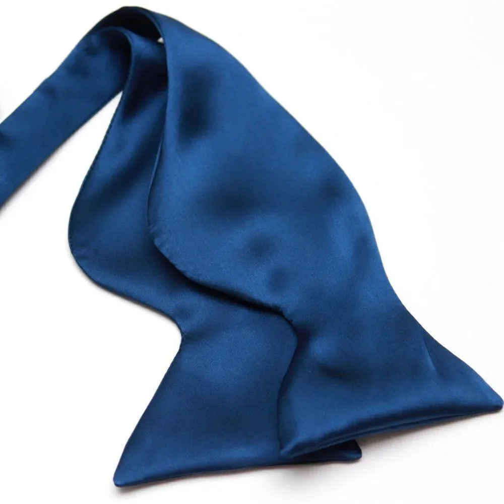 Men's Self-tied Bow‎ Tie 100%Silk Big Butterfly Blue Solid S641